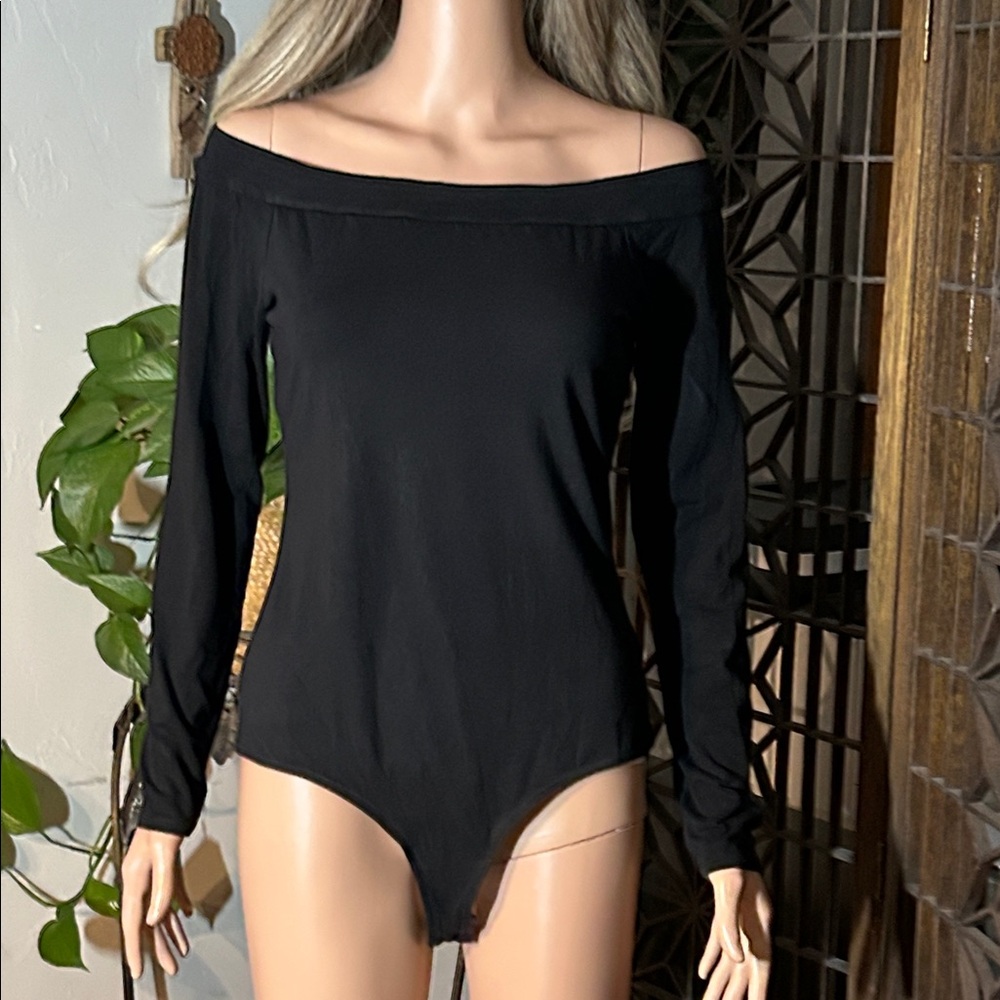 Guess Black Long Sleeve Bodysuit L